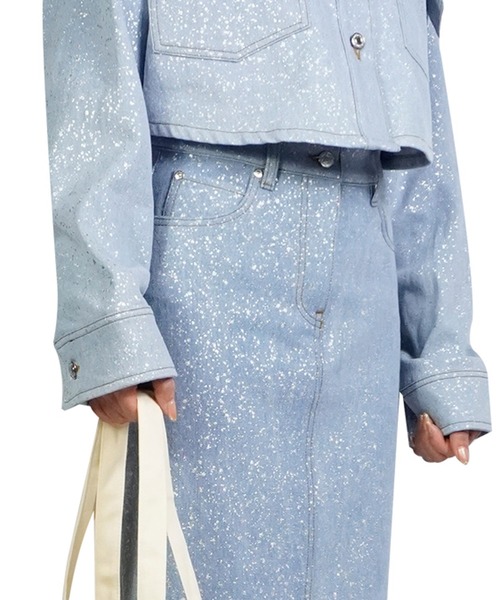 MSGM（エムエスジーエム） デニムスカート DRIPPING SILVER デニム