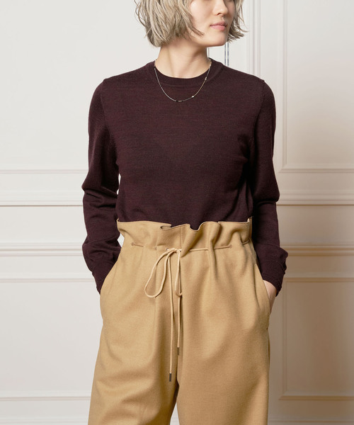 ay_ 美品 IENA LA BOUCLE クルーネックニット IENA LA BOUCLE 強撚ウールクルーネックプルオーバー（ニット