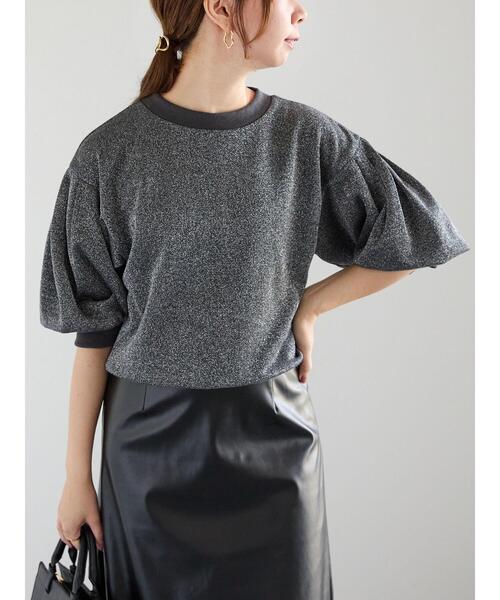 Te chichi tシャツ ラメ裏毛ボリュームスリーブトップス