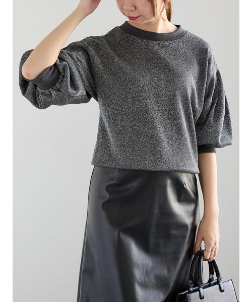 tシャツ ラメ裏毛ボリュームスリーブカットソー レディース Te chichi tシャツ ラメ裏毛ボリュームスリーブトップス
