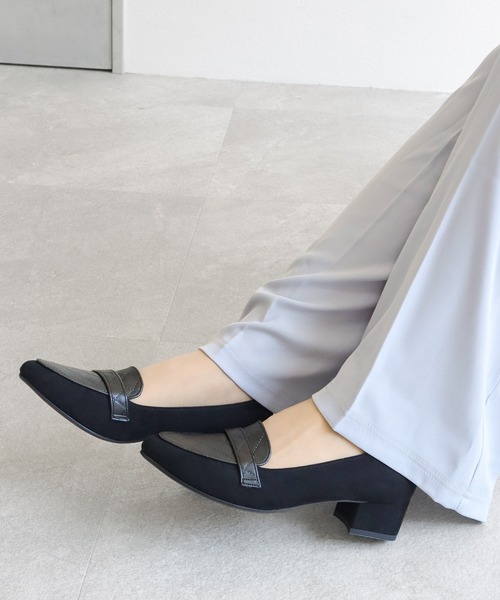 新品　ポモドーロ　チャコールグレー　パンプス　ローファー　37ハーフ　レザー 新品 ポモドーロ チャコールグレー パンプス ローファー 37ハーフ