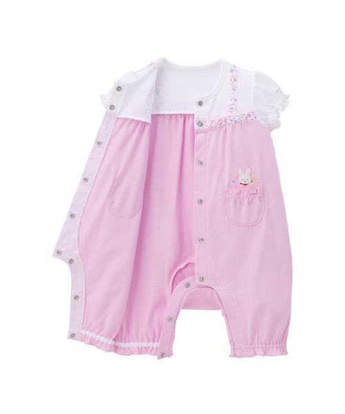 ミキハウス mikihouse ピンク サロペット ロンパース Lサイズ MIKI HOUSE ベビー服 ロンパース サロペット風ショートオール