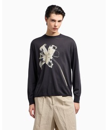 新品 EMPORIO ARMANI コレクション ニット 総柄織柄オリーブ XL 新品 EMPORIO ARMANI コレクション ニット 総柄織柄オリーブ XL