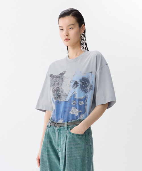 tシャツ Charming Cat Oversized T-shirt / キャットオーバーTシャツ レディース メンズ Charming Cat Oversized T-shirt – JNBY ONLINE STORE