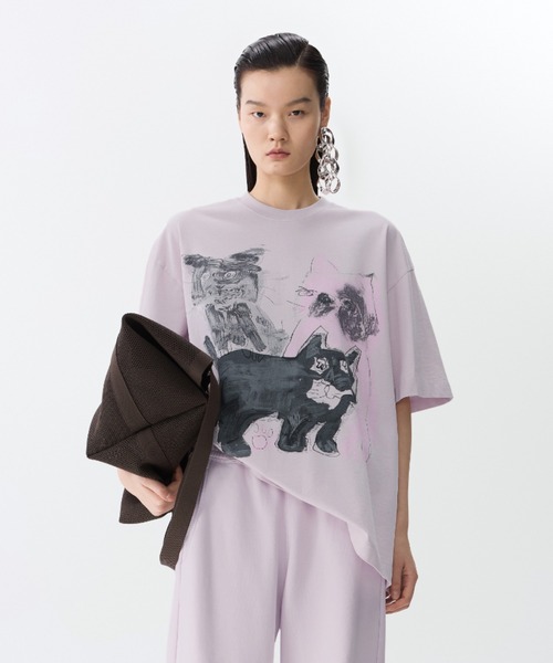 tシャツ Charming Cat Oversized T-shirt / キャットオーバーTシャツ レディース メンズ