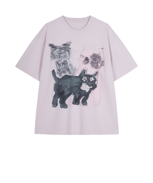 tシャツ Charming Cat Oversized T-shirt / キャットオーバーTシャツ レディース メンズ JNBY tシャツ Charming Cat Oversized T-shirt / キャット