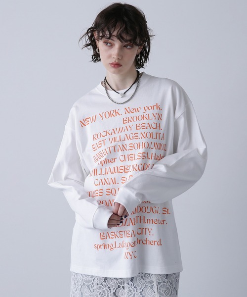 tシャツ (GENE HEAVENS)NYCプリント ヘビーウェイトロングスリーブT レディース