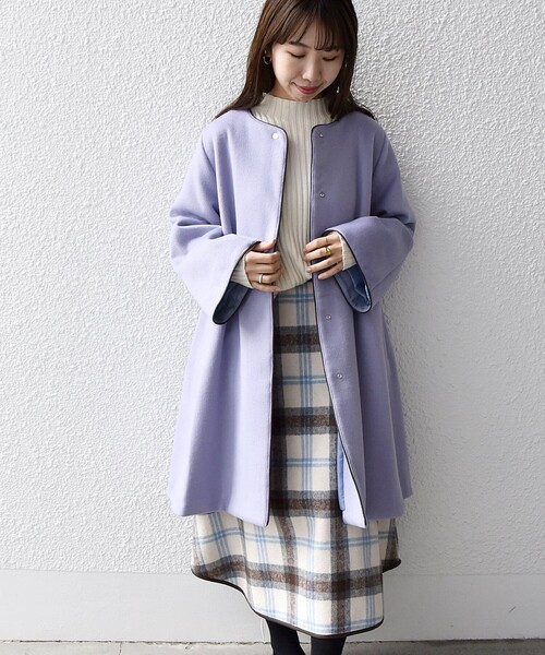 SHIPS any 「SHIPS any」 ノーカラーコート ONE SIZE ラベンダー