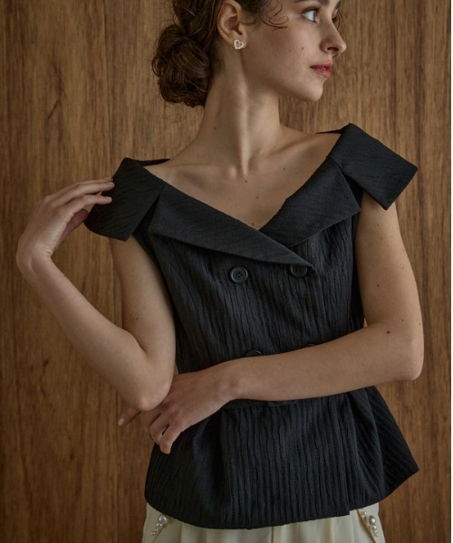 ERADIE（エラディエ） オフショルダーワイドカラー ERADIE ブラウス シャツ Off-shoulder wide collar TOP