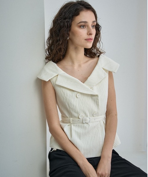 ERADIE（エラディエ） オフショルダーワイドカラー ERADIE ブラウス シャツ Off-shoulder wide collar TOP