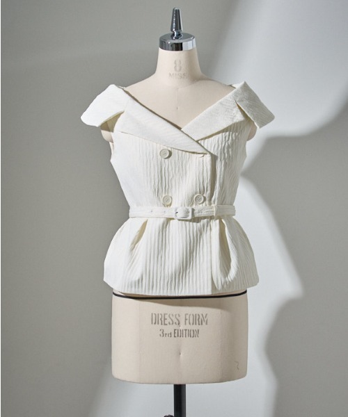 ERADIE オフショルワイドカラー TOP Ivory ERADIE ブラウス シャツ Off-shoulder wide collar TOP