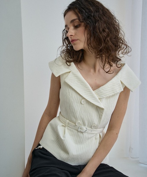 ERADIE（エラディエ） オフショルダーワイドカラー ERADIE ブラウス シャツ Off-shoulder wide collar TOP
