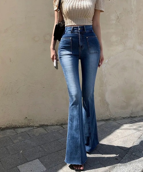meJane ジーンズ デニム デニムパンツ 裾フレア レディース