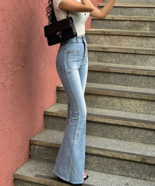 m me eme フレアデニムパンツ M me eme／Ribbon flared denim pants (eme10326) | All Item