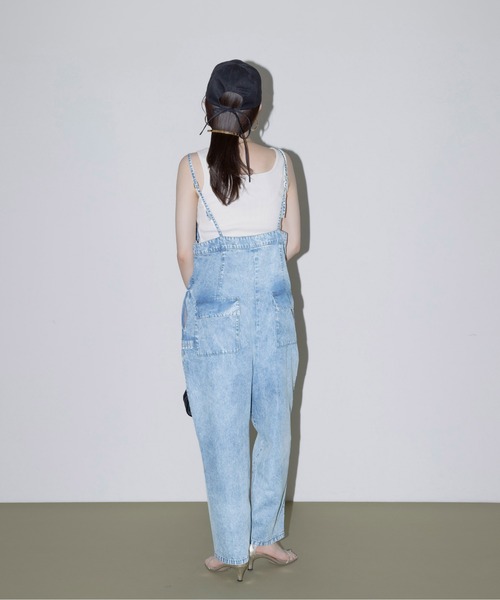 Eimee Law フロントジップ テンセルデニムサロペット Eimee Law サロペット オーバーオール フロントジップ テンセル
