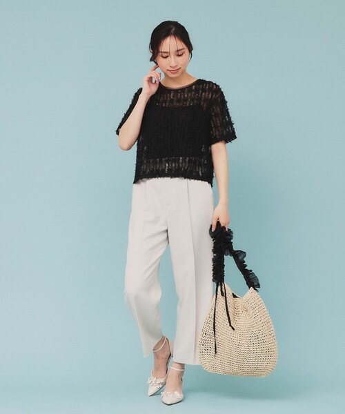 index（インデックス） tシャツ チュールフリンジシアートップス