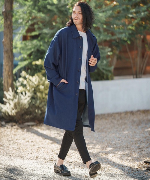 CAMBIO（カンビオ） ステンカラーコート S ブルー メンズ : ZOZOTOWN