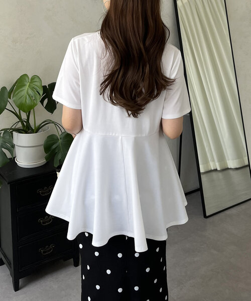 prose verse tシャツ パールフリルペプラムTシャツ レディース