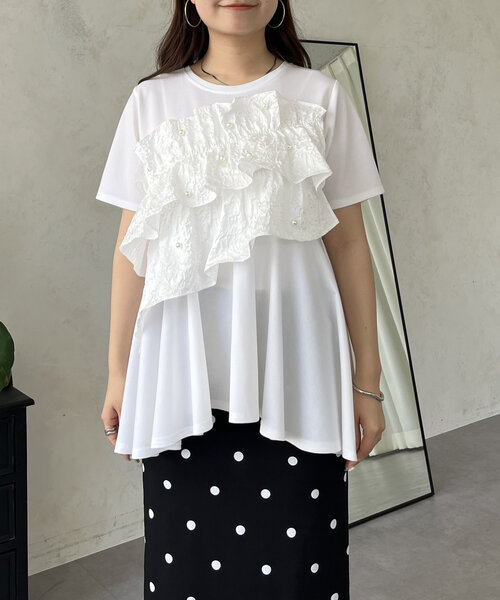 tシャツ パールフリルペプラムTシャツ レディース prose verse tシャツ パールフリルペプラムTシャツ レディース