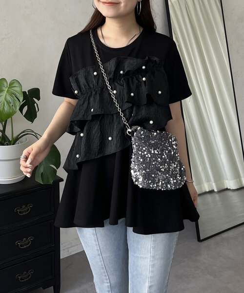 tシャツ パールフリルペプラムTシャツ レディース prose verse tシャツ パールフリルペプラムTシャツ レディース