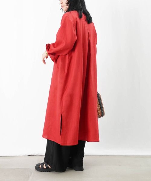【新品未使用】お値下げいたします！lelill バンドカラーシャツワンピース LADY LUCK LUCA ワンピース LC/LLL リネンバンドカラーシャツ