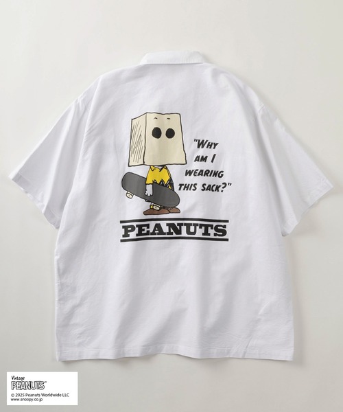 PEANUTS シャツ 「75」「PEANUTS/ピーナッツ」×「NUTMEG/ナツメグ」ダブルネーム ロゴ刺繍 Mr.SUCK グラフィック ...