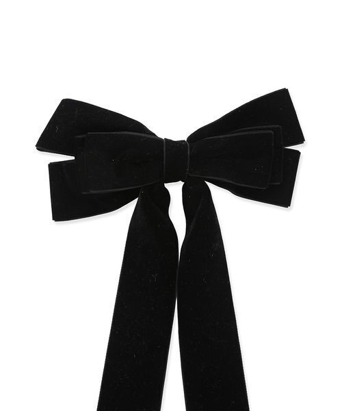 【LILY BROWN*MARY QUANT】リボンバレッタ　黒　ベロア LILY BROWN×MARY QUANT】デイジーモチーフリボンバレッタ(ヘッド