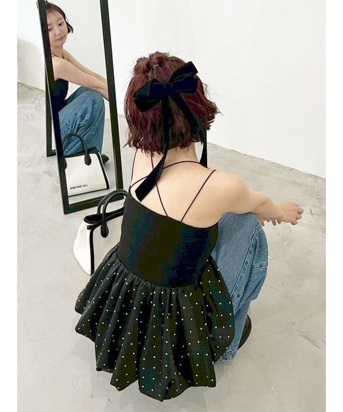 【LILY BROWN*MARY QUANT】リボンバレッタ　黒　ベロア LILY BROWN ヘアクリップ ベロアリボンバレッタ : ZOZOTOWN