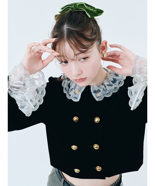 【LILY BROWN*MARY QUANT】リボンバレッタ　黒　ベロア ベロアリボンバレッタ（ヘアアクセサリー）｜LILY BROWN（リリー