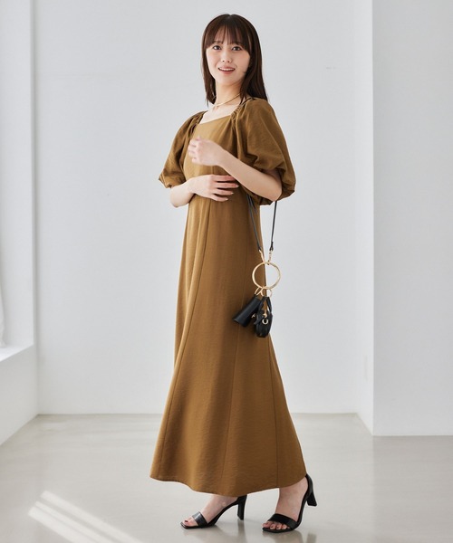 Andemiu（アンデミュウ） ワンピース 半袖 2WAYパフスリーブワンピース