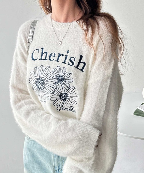 ニット セーター 「FIRSTMOODコラボ」フラワー刺繍シャギーニット レディース | FIRST MOOD | 04