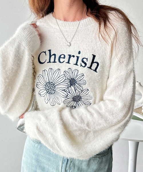 ニット セーター 「FIRSTMOODコラボ」フラワー刺繍シャギーニット レディース | FIRST MOOD | 03