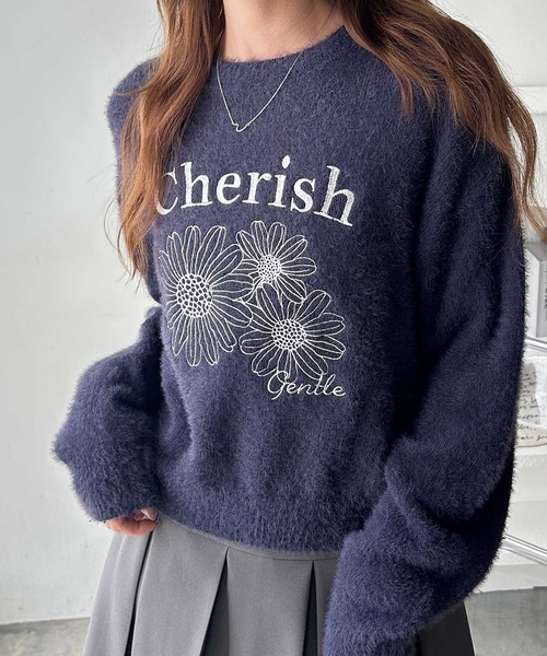 ニット セーター 「FIRSTMOODコラボ」フラワー刺繍シャギーニット レディース | FIRST MOOD | 08