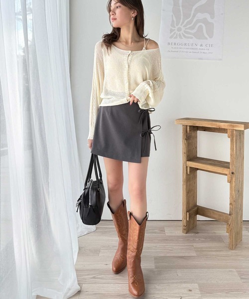 「mily bilet」 ニットカーディガン SMALL グレー レディース
