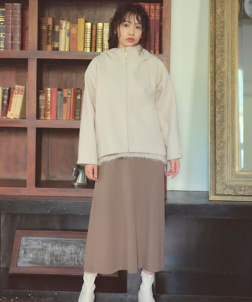 Feroux（フェルゥ） コート アウター フード付きコクーンショート