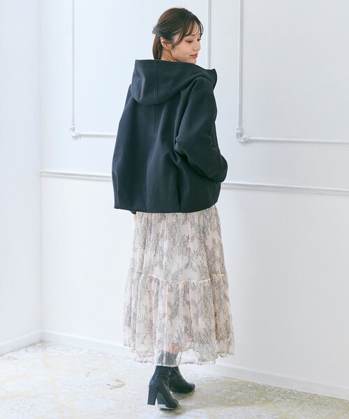 Feroux（フェルゥ） コート アウター フード付きコクーンショート