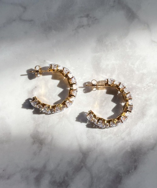 203 jewelry フープ　ピアス yu-ka フープ ピアス YU-KA:クラシックジルコニアフープピアス Classic