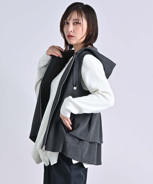 RAW FUDGE（ローファッジ） ベスト ジレ ニット×ダンボールパーカー