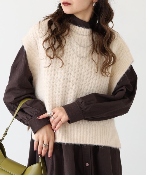 hunch（ハンチ） ベスト ジレ 両畦編み ニットベスト レディース