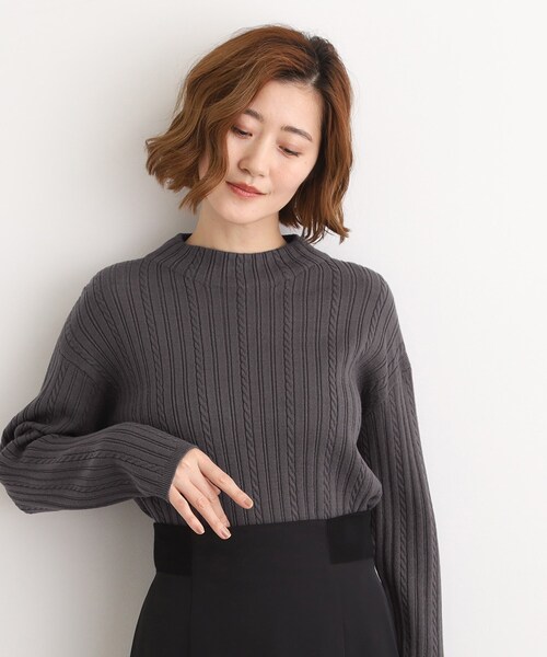 grove（グローブ） ニット セーター 「毛玉軽減／洗える」クロップド