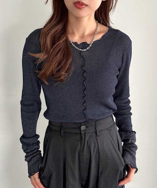 「apres jour mignon」 長袖ニット X-LARGE ブラック レディース_画像2