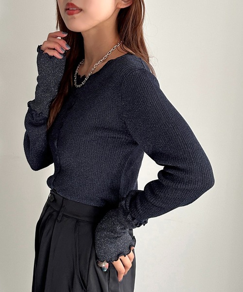 「apres jour mignon」 長袖ニット X-LARGE ブラック レディース_画像4