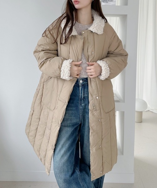 Ada. ダウンコート ダウンジャケット ボアカラー キルティング ロング