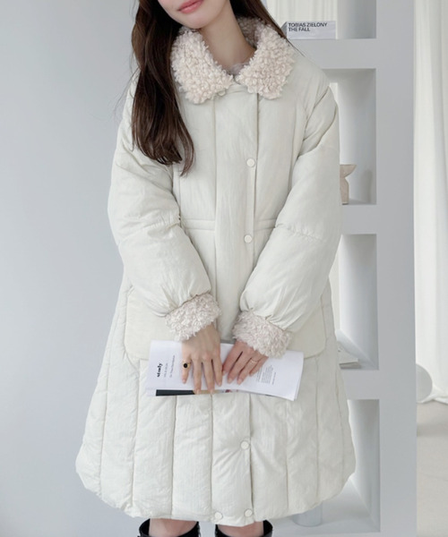Ada. ダウンコート ダウンジャケット ボアカラー キルティング ロング