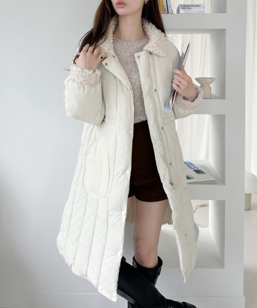 Ada. ダウンコート ダウンジャケット ボアカラー キルティング ロング