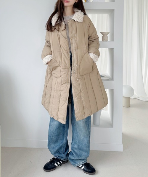2019冬新作 レディース 丸襟 キルティング ダウンコート 膝下丈 暖かい ボタンアップ 薄型軽量 ダウンコート ロング丈 通勤 OL Ada. ダウンコート ダウンジャケット ボアカラー キルティング ロング