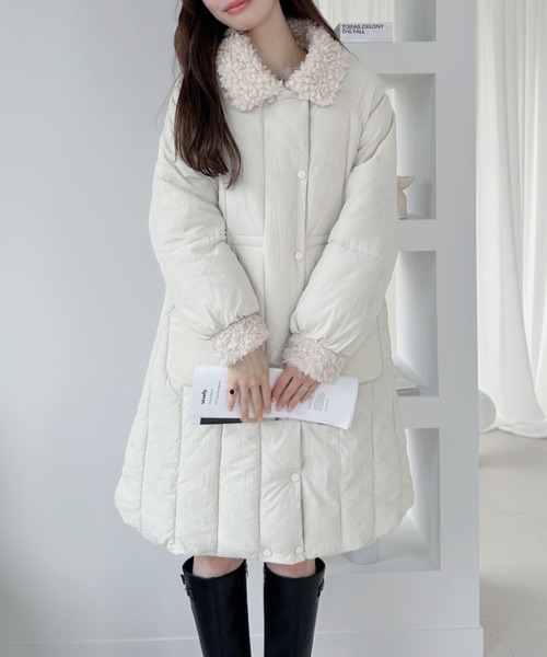 Ada. ダウンコート ダウンジャケット ボアカラー キルティング ロング