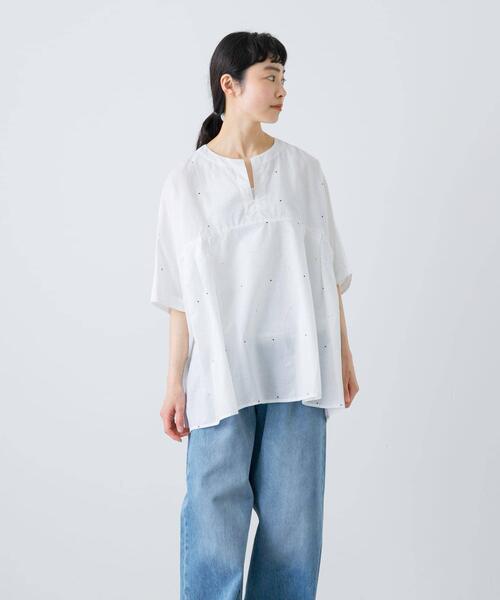 「かぐれ」 7分袖チュニック FREE ネイビー レディースの画像