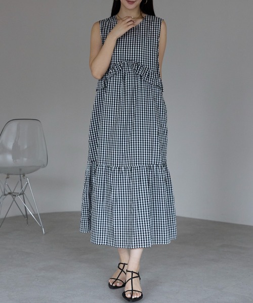 「PREFERIR」 ノースリーブワンピース LARGE ネイビー レディース_画像7