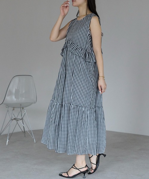 「PREFERIR」 ノースリーブワンピース LARGE ネイビー レディース_画像8